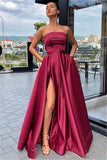Srapless Split Long Prom Dress With Pockets