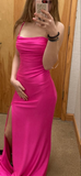 Beautiful Spaghetti Straps Slit Mermaid Prom Dress Evening Dress Y8194