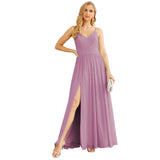 Spaghetti Strap Bridesmaid Dresses for Women Chiffon Long Formal Party Prom Gowns