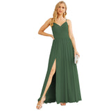 Spaghetti Strap Bridesmaid Dresses for Women Chiffon Long Formal Party Prom Gowns