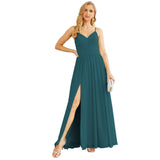 Spaghetti Strap Bridesmaid Dresses for Women Chiffon Long Formal Party Prom Gowns