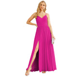 Spaghetti Strap Bridesmaid Dresses for Women Chiffon Long Formal Party Prom Gowns
