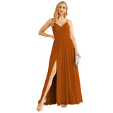 Spaghetti Strap Bridesmaid Dresses for Women Chiffon Long Formal Party Prom Gowns