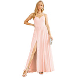 Spaghetti Strap Bridesmaid Dresses for Women Chiffon Long Formal Party Prom Gowns