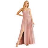Spaghetti Strap Bridesmaid Dresses for Women Chiffon Long Formal Party Prom Gowns