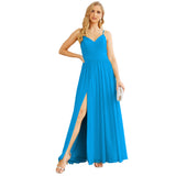 Spaghetti Strap Bridesmaid Dresses for Women Chiffon Long Formal Party Prom Gowns