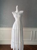 Simple White Satin Sweetheart A Line Prom Dress Spaghetti Straps Evening Dress Y8574