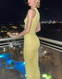 Chic Sequin Sheath Blue Long Prom Dress Evening Dress Y7754