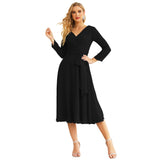 Sunnderly Chiffon Bridesmaid Dress V-Back Waist Belt Formal Prom Gown Mother of The Bride Wedding Guest