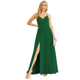 Spaghetti Strap Bridesmaid Dresses for Women Chiffon Long Formal Party Prom Gowns