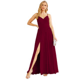Spaghetti Strap Bridesmaid Dresses for Women Chiffon Long Formal Party Prom Gowns