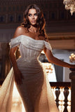 Off the Shoulder Sequins Mermaid Long Prom Dress