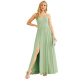 Spaghetti Strap Bridesmaid Dresses for Women Chiffon Long Formal Party Prom Gowns