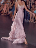 Classy Pink Chiffon Beaded Evening Dress Formal Prom Dress Y8424