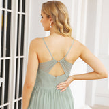 Spaghetti Strap Bridesmaid Dresses for Women Chiffon Long Formal Party Prom Gowns