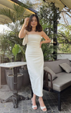 Elegant White Strapless Prom Dress Simple Evening Dress Y7266