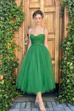 A-line Tulle Spaghetti-Straps Emerald Prom Dress