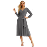 Sunnderly Chiffon Bridesmaid Dress V-Back Waist Belt Formal Prom Gown Mother of The Bride Wedding Guest