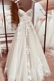 Princess Lace Wedding Dress Bridal Robe 2024 Vestido Spaghetti Straps Chapel Train Champagne Tulle Wedding Gown