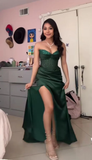 Vintage Green Strapless Prom Dress Long Formal Evening Dress Y8496