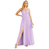 Spaghetti Strap Bridesmaid Dresses for Women Chiffon Long Formal Party Prom Gowns
