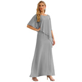 Sunnderly Chiffon Plus Size Mother of The Bride Dresses Formal Prom Gown Ruffle Cape