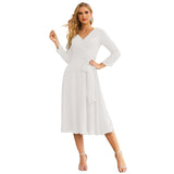 Sunnderly Chiffon Bridesmaid Dress V-Back Waist Belt Formal Prom Gown Mother of The Bride Wedding Guest