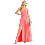 Spaghetti Strap Bridesmaid Dresses for Women Chiffon Long Formal Party Prom Gowns