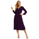 Sunnderly Chiffon Bridesmaid Dress V-Back Waist Belt Formal Prom Gown Mother of The Bride Wedding Guest