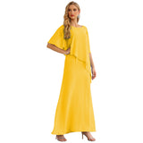 Sunnderly Chiffon Plus Size Mother of The Bride Dresses Formal Prom Gown Ruffle Cape