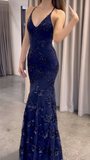 Elegant Trumpet/Mermaid V-neck Sleeveless Evening Dress Y6463
