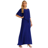 Sunnderly Chiffon Plus Size Mother of The Bride Dresses Formal Prom Gown Ruffle Cape