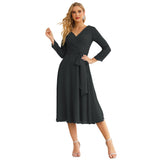 Sunnderly Chiffon Bridesmaid Dress V-Back Waist Belt Formal Prom Gown Mother of The Bride Wedding Guest