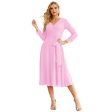 Sunnderly Chiffon Bridesmaid Dress V-Back Waist Belt Formal Prom Gown Mother of The Bride Wedding Guest