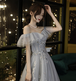 Off Shoulder A-line Evening Dress Fairy Graduation Dress Y5840