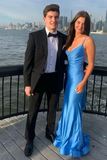 Atlantic Blue Mermaid Backless Prom Dress Elegant Evening Dress Y303