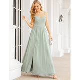 Spaghetti Strap Bridesmaid Dresses for Women Chiffon Long Formal Party Prom Gowns