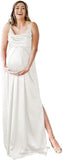 Spaghetti Strap Maternity Bridesmaid Dress for Photoshoot Long Satin Leg Split Pregnant Prom Party Gown