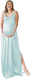 Spaghetti Strap Maternity Bridesmaid Dress for Photoshoot Long Satin Leg Split Pregnant Prom Party Gown