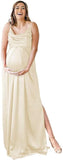 Spaghetti Strap Maternity Bridesmaid Dress for Photoshoot Long Satin Leg Split Pregnant Prom Party Gown