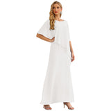Sunnderly Chiffon Plus Size Mother of The Bride Dresses Formal Prom Gown Ruffle Cape