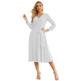 Sunnderly Chiffon Bridesmaid Dress V-Back Waist Belt Formal Prom Gown Mother of The Bride Wedding Guest