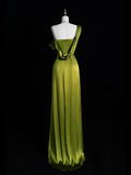 Elegant One Shoulder Green Slit Prom Evening Dress Y8218