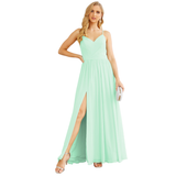 Spaghetti Strap Bridesmaid Dresses for Women Chiffon Long Formal Party Prom Gowns