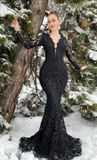 Women's Lace Mermaid Evening Dress Luxurious Black Prom Dress Y6890