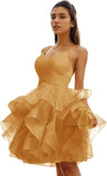 Women's Puffy Ruffle Short Homecoming Dress Tull Tutu Prom Dress V Neck Formal Party Gown