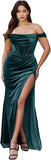 Women's Velvet Slit Mermaid Prom Dress Long Off Shoulder Bridesmaid Dress Strapless Party Gown