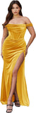 Women's Velvet Slit Mermaid Prom Dress Long Off Shoulder Bridesmaid Dress Strapless Party Gown