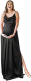 Spaghetti Strap Maternity Bridesmaid Dress for Photoshoot Long Satin Leg Split Pregnant Prom Party Gown