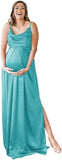 Spaghetti Strap Maternity Bridesmaid Dress for Photoshoot Long Satin Leg Split Pregnant Prom Party Gown